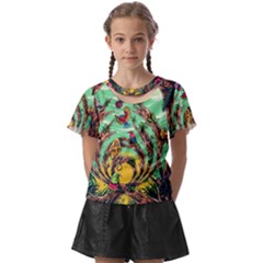 Monkey Tiger Bird Parrot Forest Jungle Style Kids  Front Cut Tee by Grandong