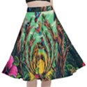 Monkey Tiger Bird Parrot Forest Jungle Style A-Line Full Circle Midi Skirt With Pocket View1