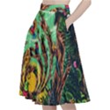 Monkey Tiger Bird Parrot Forest Jungle Style A-Line Full Circle Midi Skirt With Pocket View2