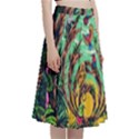 Monkey Tiger Bird Parrot Forest Jungle Style A-Line Full Circle Midi Skirt With Pocket View3