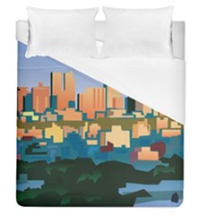 City Buildings Urban Dawn Duvet Cover (queen Size) by Bangk1t