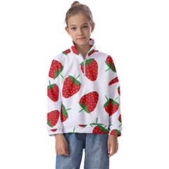 Seamless Pattern Fresh Strawberry Kids  Half Zip Hoodie by Bangk1t