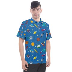 Space Rocket Solar System Pattern Men s Polo Tee by Bangk1t