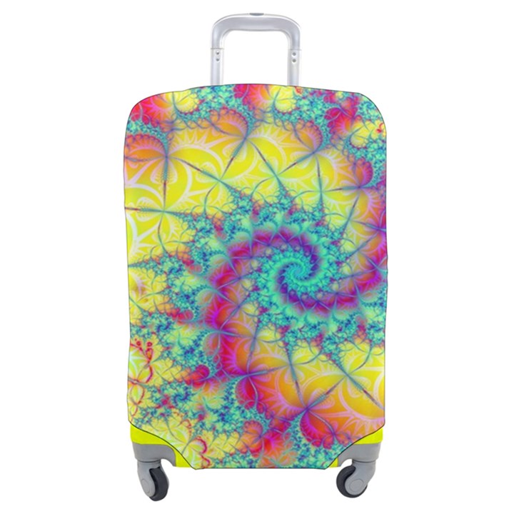 Fractal Spiral Abstract Background Vortex Yellow Luggage Cover (Medium)