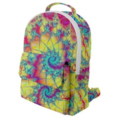 Fractal Spiral Abstract Background Vortex Yellow Flap Pocket Backpack (small) by Bangk1t