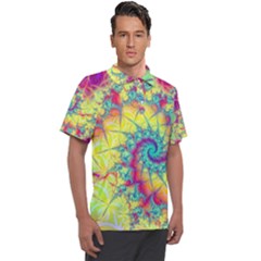 Fractal Spiral Abstract Background Vortex Yellow Men s Polo Tee by Bangk1t