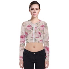 Roses Plants Vintage Retro Flowers Pattern Long Sleeve Zip Up Bomber Jacket by Bangk1t