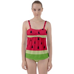 Watermelon Fruit Food Healthy Vitamins Nutrition Twist Front Tankini Set by pakminggu