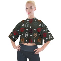 Art Halloween Pattern Creepy Design Digital Papers Mock Neck Tee by pakminggu