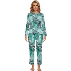 Background Pattern Texture Leaves Design Wallpaper Womens  Long Sleeve Lightweight Pajamas Set by pakminggu