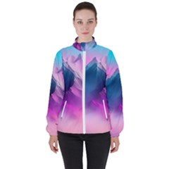 Landscape Mountain Colorful Nature Women s High Neck Windbreaker by Ravend