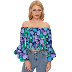 Pastel Off Shoulder Flutter Bell Sleeve Top by zappwaits