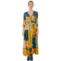 Wall Art Button Up Boho Maxi Dress by artworkshop