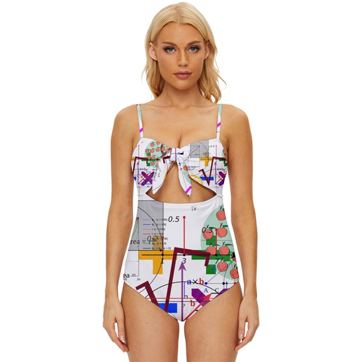 Mathematics Formula Physics School Knot Front One-Piece Swimsuit