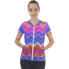 Pattern Chevron Zigzag Background Short Sleeve Zip Up Jacket by Grandong