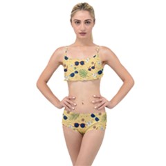 Seamless Pattern Of Sunglasses Tropical Leaves And Flower Layered Top Bikini Set by Grandong