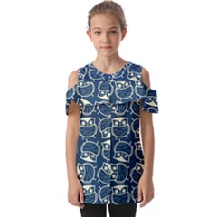 Cute Seamless Owl Background Pattern Fold Over Open Sleeve Top by Grandong