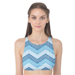 Seamless Pattern Of Cute Summer Blue Line Zigzag Tank Bikini Top by Grandong