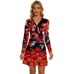 Carlos Sainz Long Sleeve Deep V Mini Dress  by Boster123