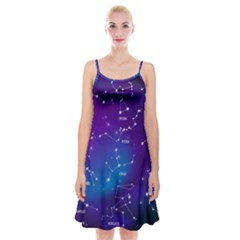 Realistic Night Sky With Constellations Spaghetti Strap Velvet Dress by Cowasu