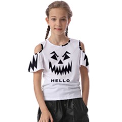 Hello Black And White T-shirt Design Kids  Butterfly Cutout Tee by Naina