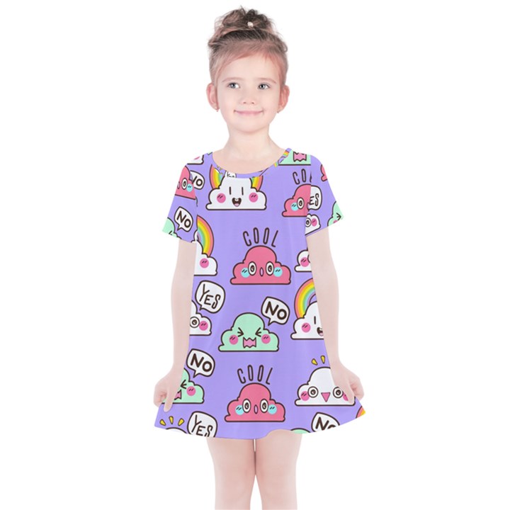 Cloud-seamless-pattern -- Kids  Simple Cotton Dress