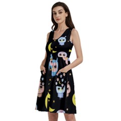 Cute-owl-doodles-with-moon-star-seamless-pattern Sleeveless Dress With Pocket by pakminggu