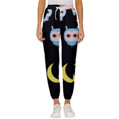 Cute-owl-doodles-with-moon-star-seamless-pattern Women s Cropped Drawstring Pants by pakminggu