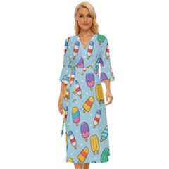 Cute-kawaii-ice-cream-seamless-pattern Midsummer Wrap Dress by pakminggu