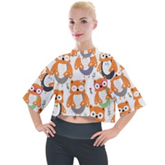 Cute-colorful-owl-cartoon-seamless-pattern Mock Neck Tee by pakminggu