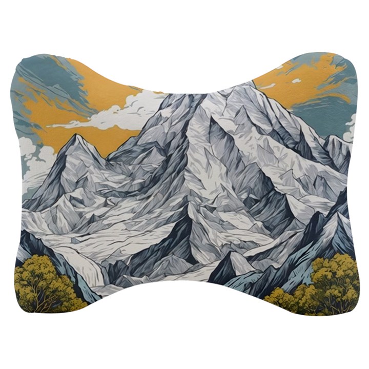 Nature Mountains Landscape Forest Velour Seat Head Rest Cushion