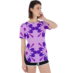 Pink And Purple Flowers Pattern Perpetual Short Sleeve T-shirt by shoopshirt