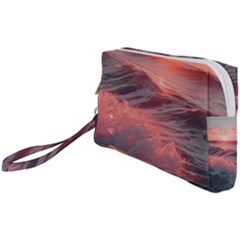 Ocean Waves Sunset Wristlet Pouch Bag (small) by uniart180623