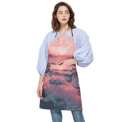 Ocean Waves Sunset Pocket Apron by uniart180623