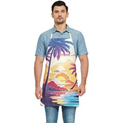 Nature Tropical Palm Trees Sunset Kitchen Apron by uniart180623