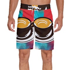 Coffee Tea Cappuccino Men s Beach Shorts by uniart180623