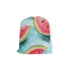 Watermelon Fruit Juicy Summer Heat Drawstring Pouch (medium) by uniart180623