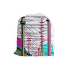 Poles Wires Drawstring Pouch (large) by uniart180623