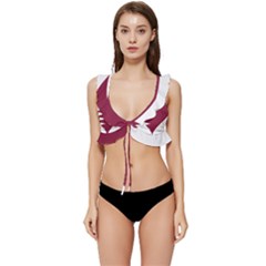 Heart-love-flag-qatar Low Cut Ruffle Edge Bikini Top by Bedest