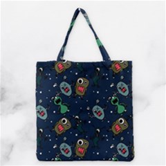 Monster Alien Pattern Seamless Background Grocery Tote Bag by pakminggu