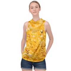 Water-gold High Neck Satin Top by nateshop