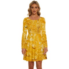 Water-gold Long Sleeve Wide Neck Velvet Dress by nateshop