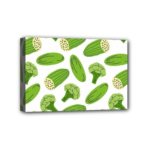 Vegetable Pattern With Composition Broccoli Mini Canvas 6  X 4  (stretched) by pakminggu