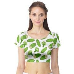 Vegetable Pattern With Composition Broccoli Short Sleeve Crop Top by pakminggu