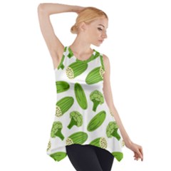 Vegetable Pattern With Composition Broccoli Side Drop Tank Tunic by pakminggu