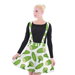 Vegetable Pattern With Composition Broccoli Suspender Skater Skirt by pakminggu