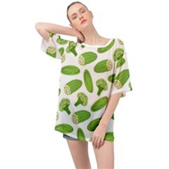 Vegetable Pattern With Composition Broccoli Oversized Chiffon Top by pakminggu