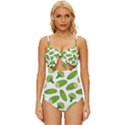 Vegetable Pattern With Composition Broccoli Knot Front One-Piece Swimsuit View1