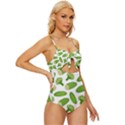 Vegetable Pattern With Composition Broccoli Knot Front One-Piece Swimsuit View3