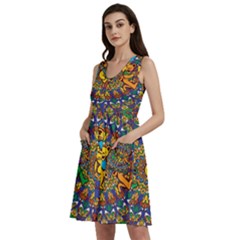 Dead Dancing Bears Grateful Dead Pattern Sleeveless Dress With Pocket by Grandong